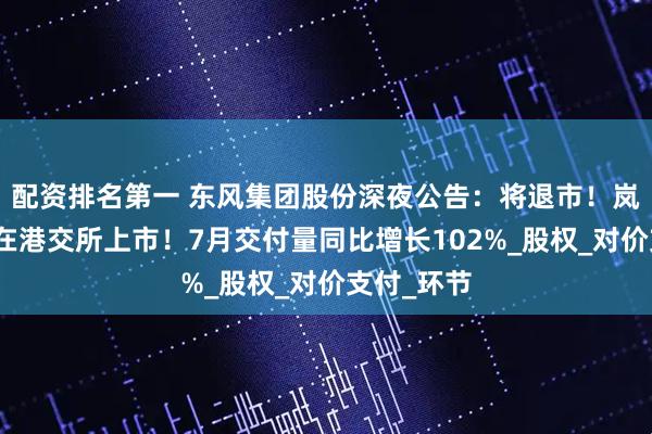 配资排名第一 东风集团股份深夜公告：将退市！岚图汽车将在港交所上市！7月交付量同比增长102%_股权_对价支付_环节