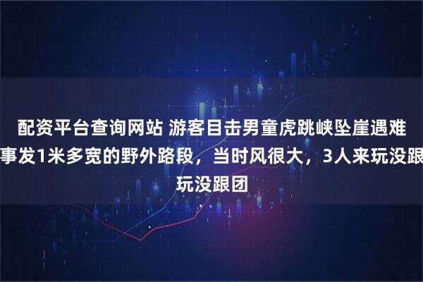 配资平台查询网站 游客目击男童虎跳峡坠崖遇难：事发1米多宽的野外路段，当时风很大，3人来玩没跟团